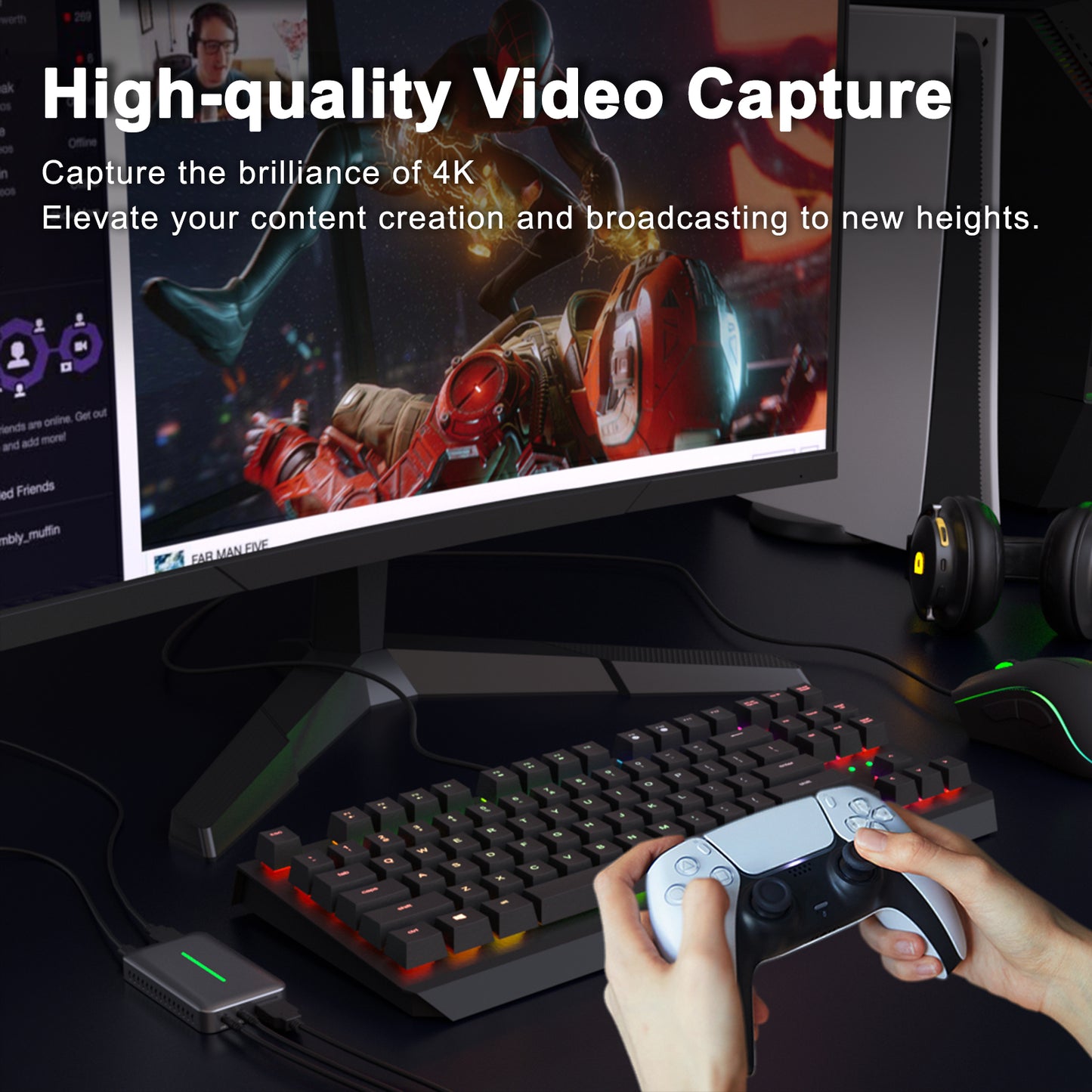 4K External Capture Card, Audio Video External Camera Capture Card Stream and Record in 4K/60fps Compatible with Xbox Series X/S, PS5/PS4/Pro, Nintendo Switch on OBS, Zoom and PC/Mac